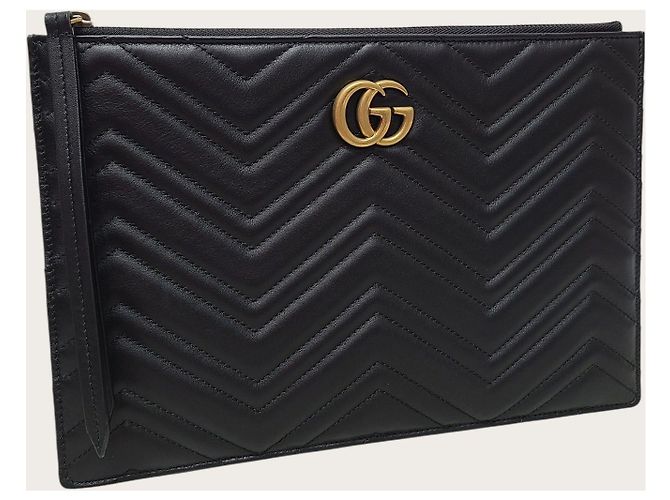 Gucci Clutch GG Marmont matelassé nera Nero - vista 3