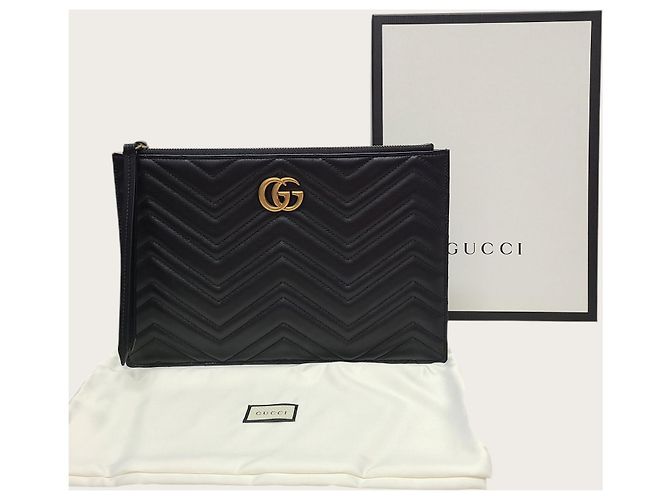 Gucci Clutch GG Marmont matelassé nera Nero - vista 7