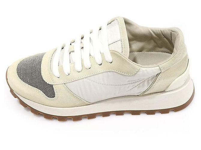 Brunello Cucinelli Weiße Wildleder-Techno-Stoff Damen-Sneaker - Ansicht 4