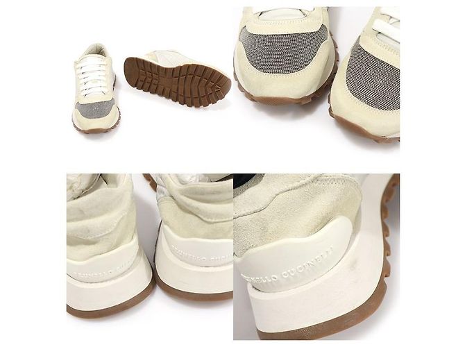 Brunello Cucinelli Weiße Wildleder-Techno-Stoff Damen-Sneaker - Ansicht 6