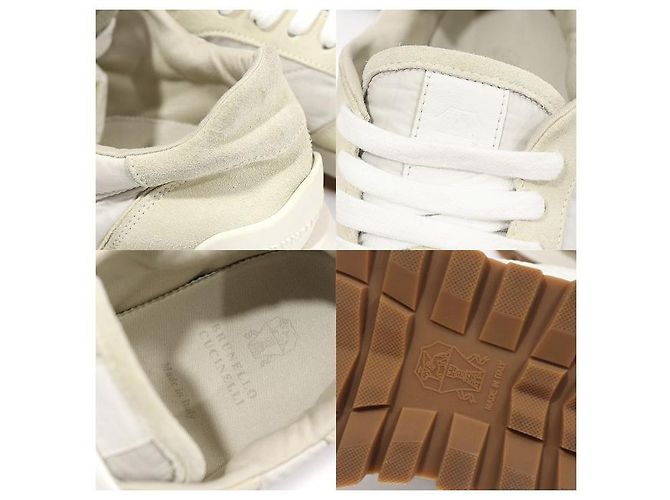 Brunello Cucinelli Weiße Wildleder-Techno-Stoff Damen-Sneaker - Ansicht 7