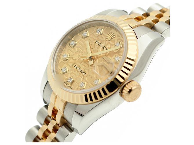 Rolex Original Diamond Datejust Combi Damen Uhr mit Garantie Golden - Ansicht 10