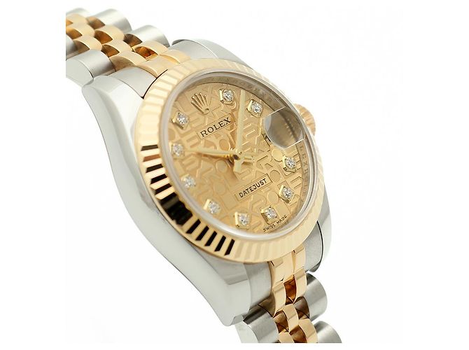 Rolex Original Diamond Datejust Combi Damen Uhr mit Garantie Golden - Ansicht 11