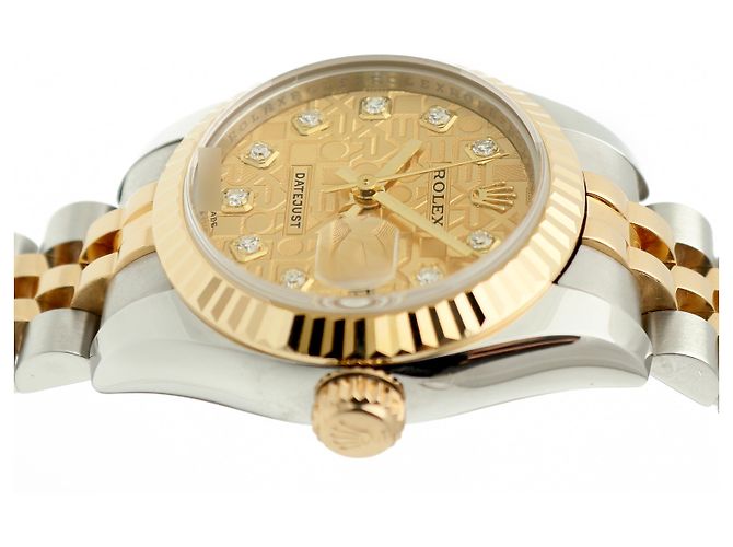 Rolex Original Diamond Datejust Combi Damen Uhr mit Garantie Golden - Ansicht 12