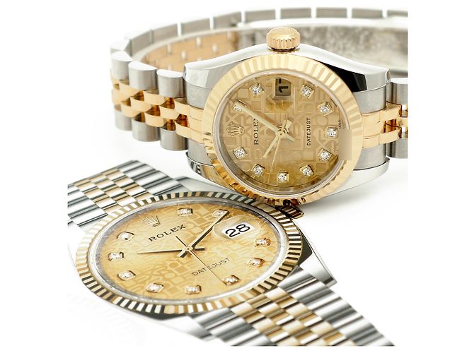 Rolex Original Diamond Datejust Combi Damen Uhr mit Garantie Golden - Ansicht 24