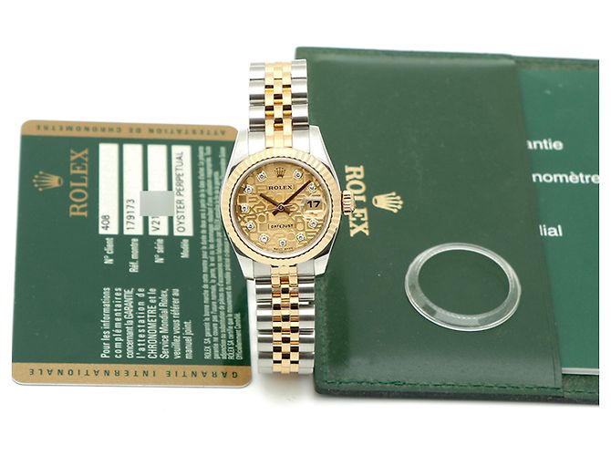 Rolex Original Diamond Datejust Combi Damen Uhr mit Garantie Golden - Ansicht 3