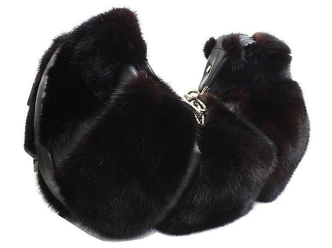 Valentino Borsa a Spalla Black Grama Mink Croissant Nero - vista 2