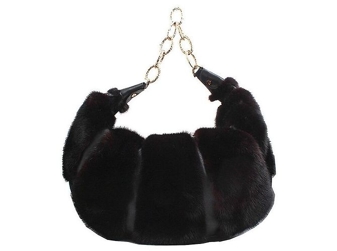 Valentino Borsa a Spalla Black Grama Mink Croissant Nero - vista 3