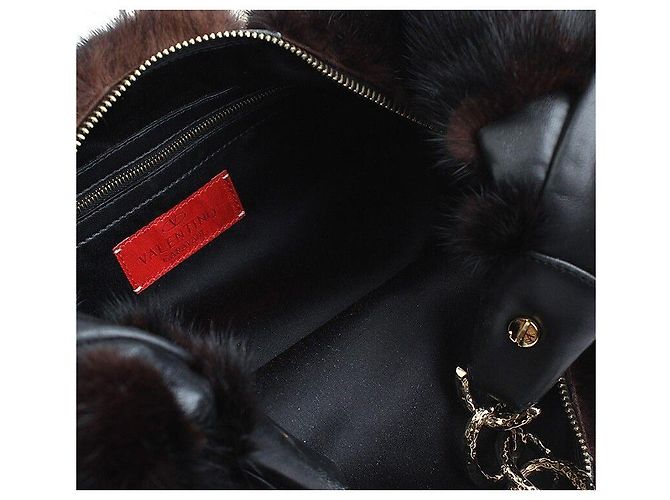 Valentino Borsa a Spalla Black Grama Mink Croissant Nero - vista 5
