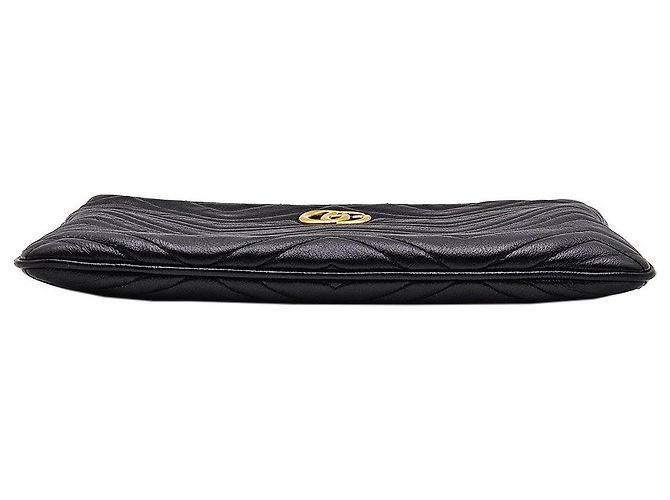 Gucci Clutch Black Matelassé Chevron GG Marmont Preto - vista 7