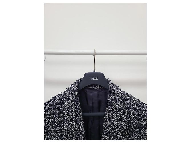 Dior Giacca in cotone cannage tweed nero e blu - vista 2
