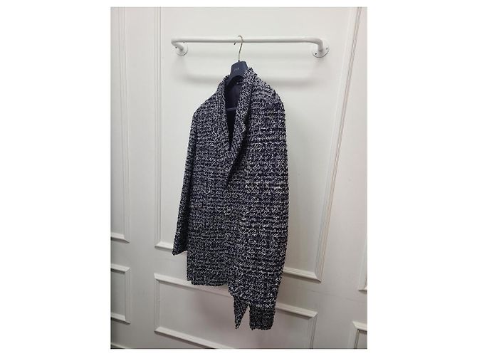 Dior Giacca in cotone cannage tweed nero e blu - vista 3