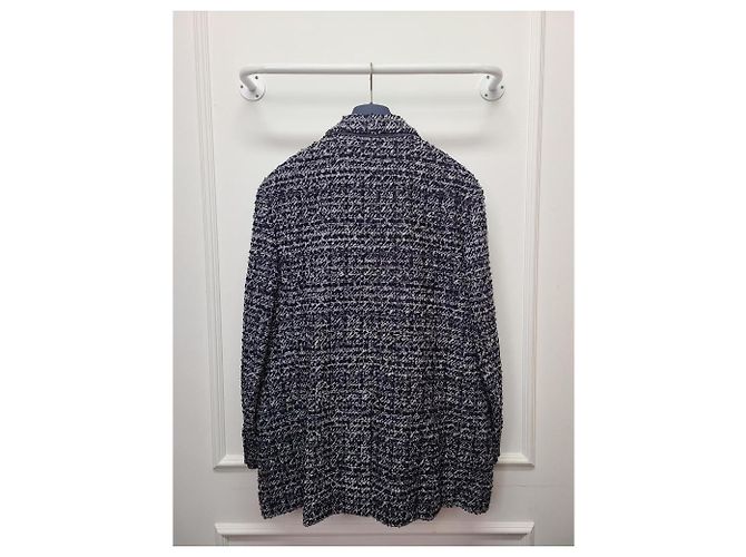 Dior Giacca in cotone cannage tweed nero e blu - vista 4
