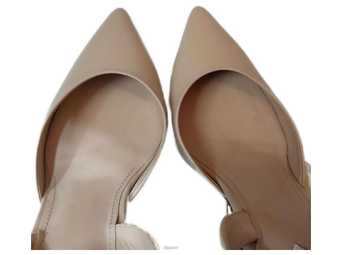 Fendi Décolleté slingback in pelle beige da donna Marrone - vista 3