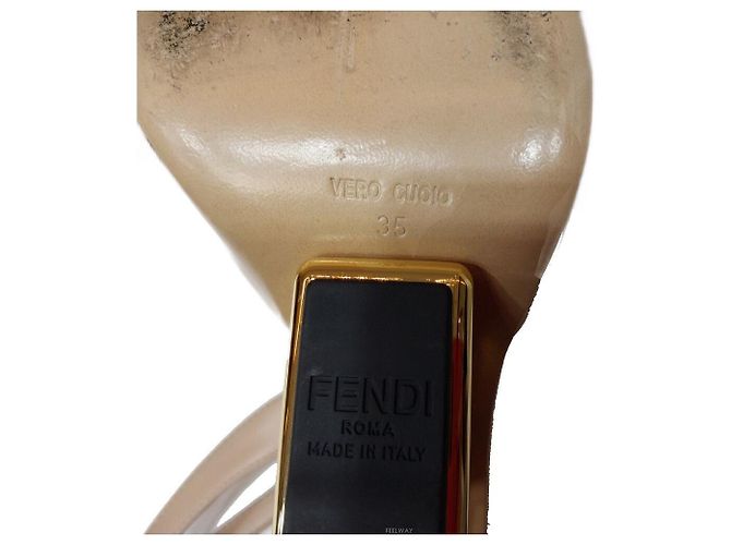 Fendi Décolleté slingback in pelle beige da donna Marrone - vista 4