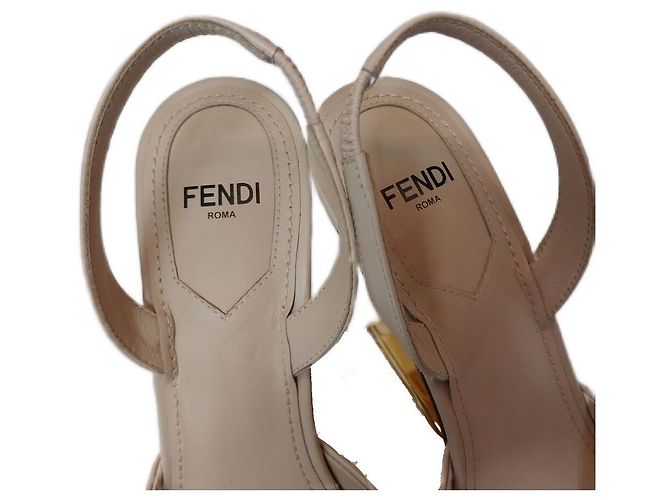 Fendi Décolleté slingback in pelle beige da donna Marrone - vista 5