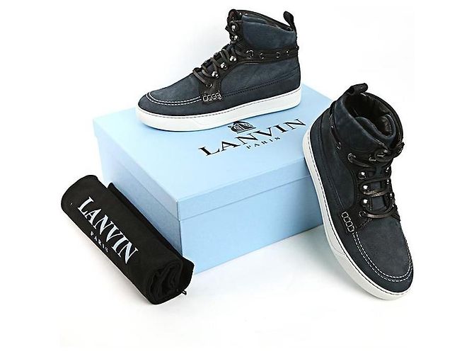 Lanvin Sneaker alte in nubuck Nero - vista 7