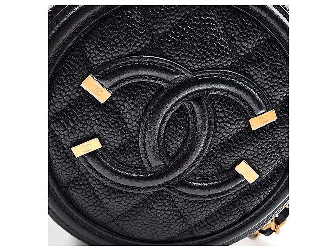 Chanel Mini borsa a tracolla rotonda Tambourine in caviar Nero - vista 8