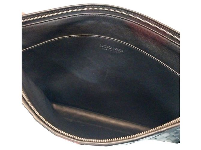 Bottega Veneta Clutch Documenti con Mezza Zip e Intrecciato Nero - vista 2