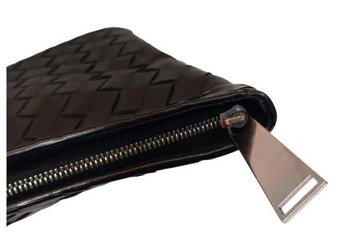 Bottega Veneta Clutch Documenti con Mezza Zip e Intrecciato Nero - vista 3