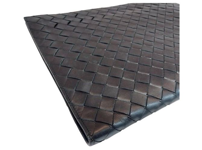 Bottega Veneta Clutch Documenti con Mezza Zip e Intrecciato Nero - vista 5