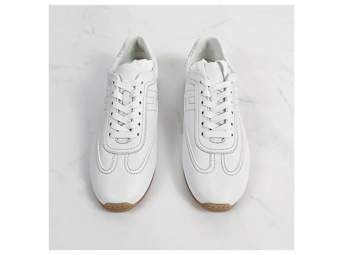Hermès Sneakers da donna con suola sottile in Blanc Argento - vista 8