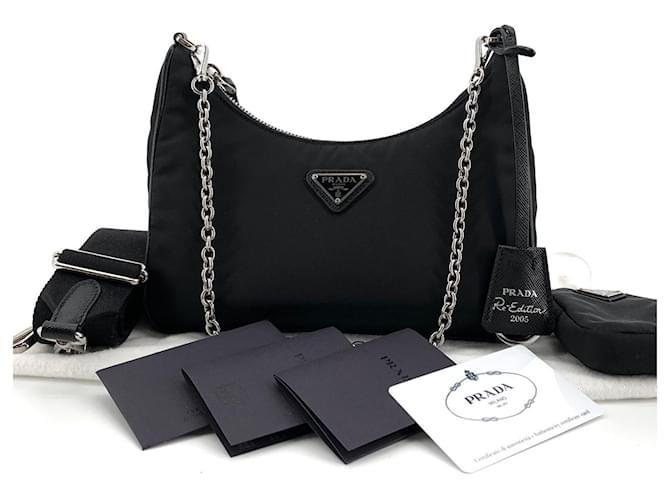 Prada Borsa Hobo Multi Reedition Nero - vista 2