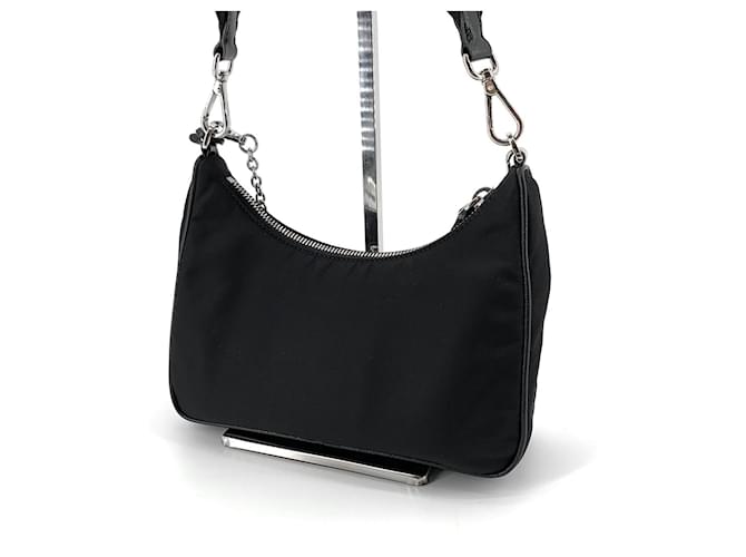 Prada Borsa Hobo Multi Reedition Nero - vista 4