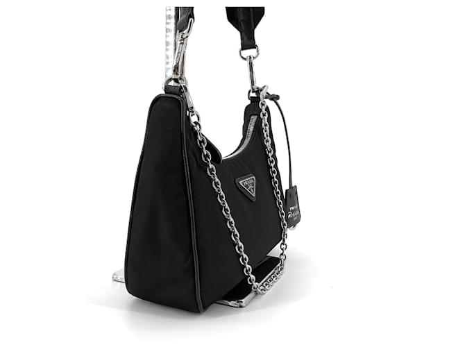 Prada Borsa Hobo Multi Reedition Nero - vista 6