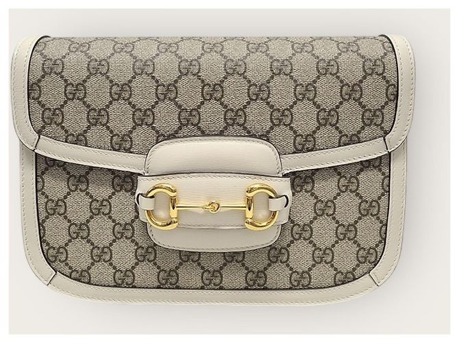 Gucci Borsa a tracolla GG Supreme in pelle bianca con morsetto Bianco - vista 2