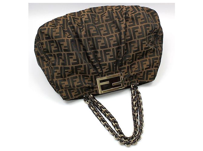 Fendi Bolsa de ombro com corrente larga Juka Mia Marrom - vista 3