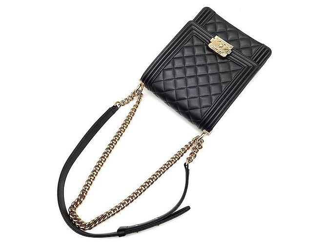 Chanel Bolso Boy con solapa vertical de piel de cordero Negro - vista 4