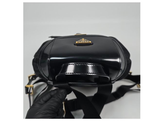 Prada Zaino in Re-Nylon e pelle spazzolata Argento - vista 9