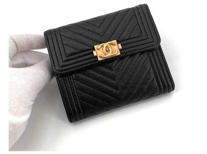 Chanel Caviar Chevron Boy Wallet Schwarz - Ansicht 2