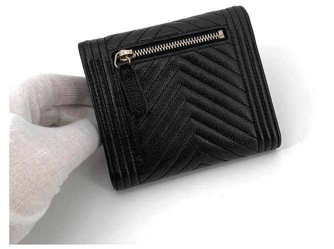 Chanel Caviar Chevron Boy Wallet Schwarz - Ansicht 3