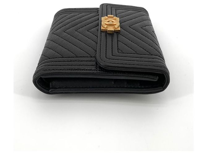 Chanel Caviar Chevron Boy Wallet Schwarz - Ansicht 4