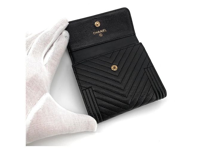 Chanel Caviar Chevron Boy Wallet Schwarz - Ansicht 6