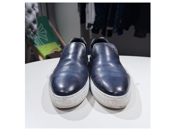 Berluti Scritto Leder Slip-On Sneaker Blau - Ansicht 2