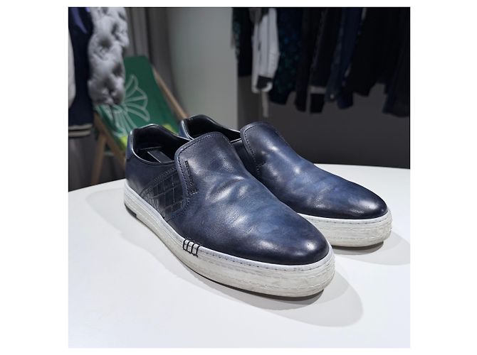 Berluti Scritto Leder Slip-On Sneaker Blau - Ansicht 3