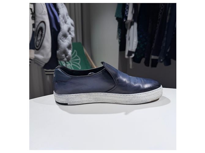 Berluti Scritto Leder Slip-On Sneaker Blau - Ansicht 5