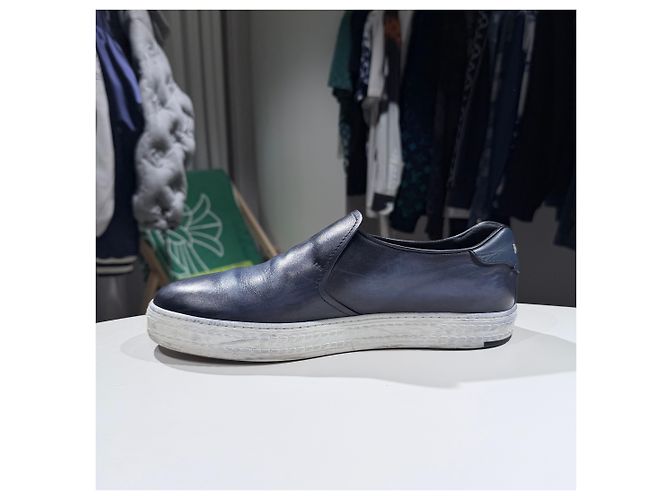 Berluti Scritto Leder Slip-On Sneaker Blau - Ansicht 6