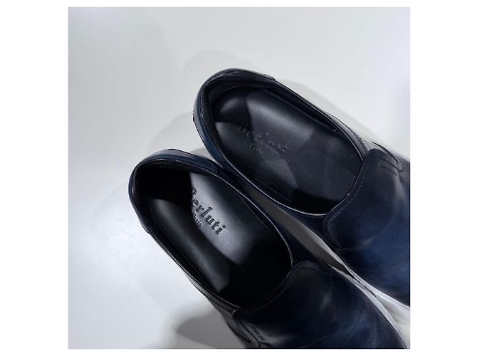 Berluti Scritto Leder Slip-On Sneaker Blau - Ansicht 7