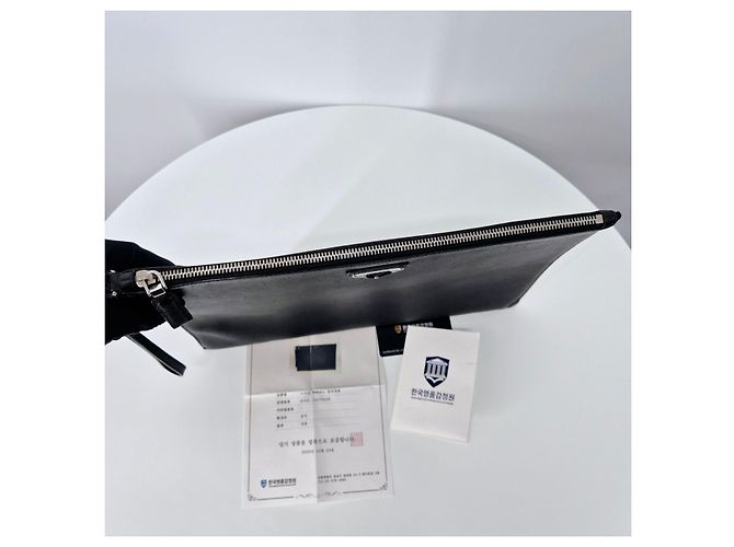 Prada Clutch Saffiano Triangle Logo Black Nero - vista 6