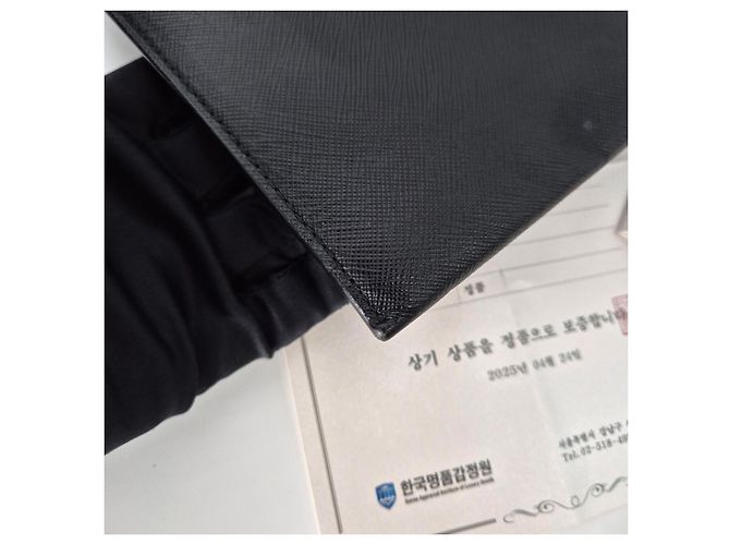 Prada Clutch Saffiano Triangle Logo Black Nero - vista 7