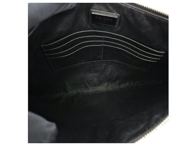 Prada Clutch Saffiano Triangle Logo Black Nero - vista 9