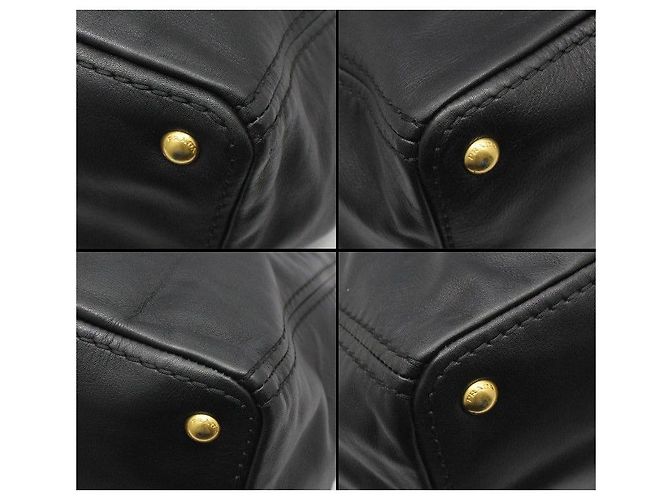 Prada Borsa a tracolla in morbida pelle di vitello nera e oro Nero - vista 7