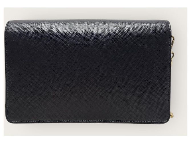 Prada Borsa a tracolla Black Saffiano Monochrome Chain Nero - vista 4