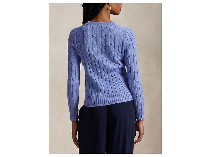 Ralph Lauren Pima-Baumwoll-Strick mit V-Ausschnitt und Pony-Logo-Stickerei Blau - Ansicht 6