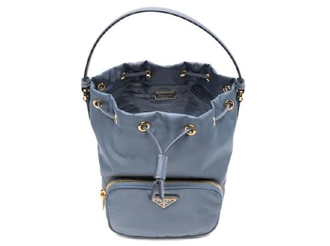 Prada Borsa a secchiello Duet Re-Nylon Blu - vista 5