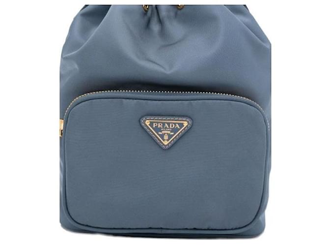 Prada Borsa a secchiello Duet Re-Nylon Blu - vista 8
